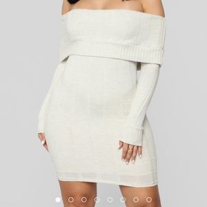 Off the shoulder sweater dress from Fashion Nova